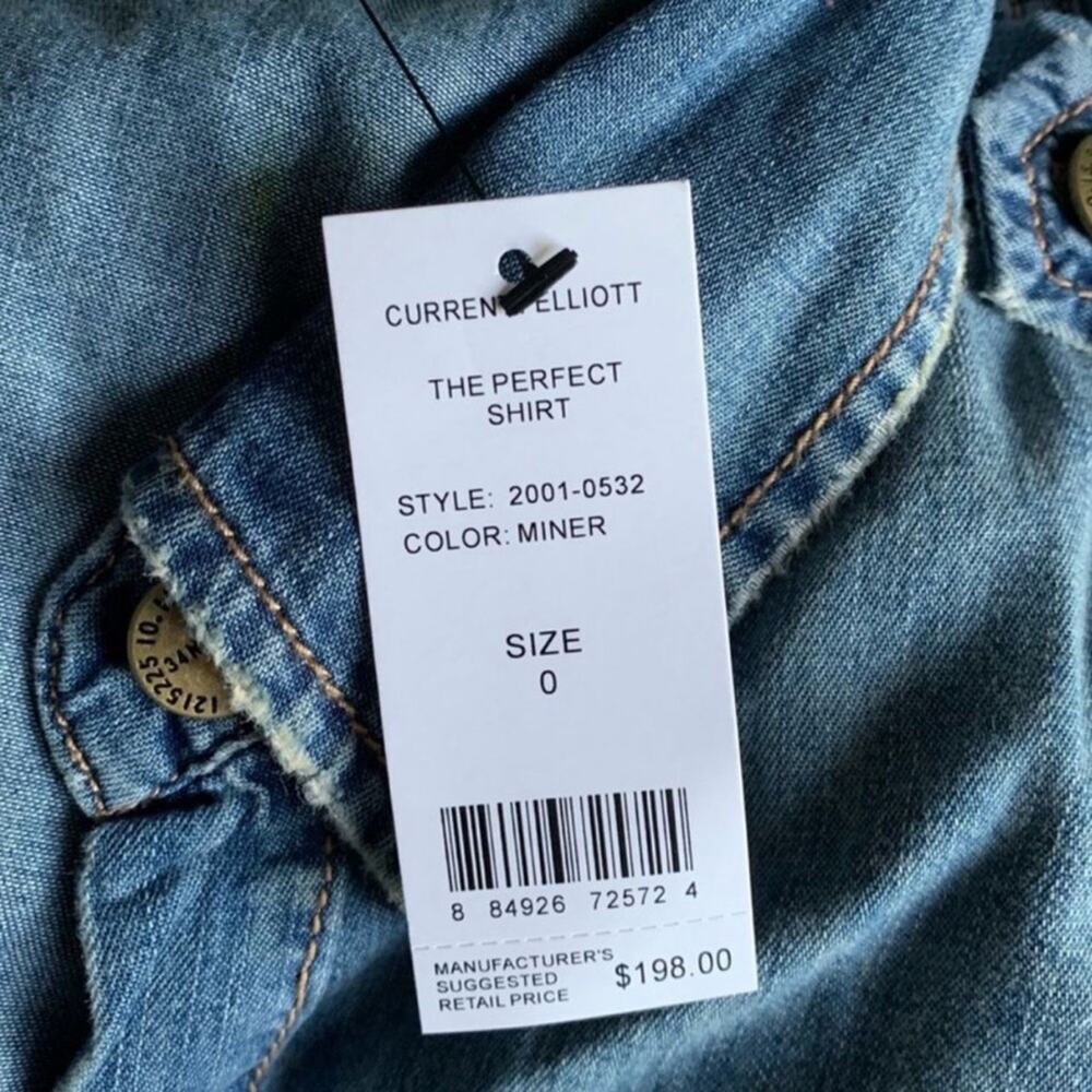 Current/Elliott “The Perfect” Vintage Button Down Denim Shirt. - Picture 5 of 5
